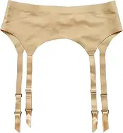 [TVRtyle] Women's Skin Color Seamless Plus Size 4 Wide Straps Metal Buckles Sexy Garter Belt for Stockings S506S