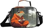 Frog Funny Forest Insulated Lunch Box for Women Men - Ideal for Work, Picnics - Includes Adjustable Shoulder Strap