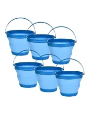 [BR Home] Foldable Collapsible Silicone Bucket 7L 6 Pack in Blue