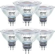DiCUNO GU5.3 Dimmable LED Bulb, MR16 LED Spotlight, 12V, 6W 60W Halogen Equivalent, Warm White 2700K, 600LM, 40-Degree Bi-Pin Base Track Light, 6 Packs