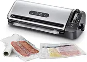 [FoodSaver] Vacuum Sealer with Cutting Device and Roll Storage, with Handheld Vacuum Sealer & Marinating Function, Includes Assorted Vacuum Bags [FFS017X], Silver