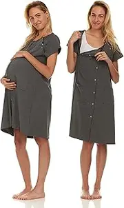 Ezi Women Labor and Delivery Gown - Soft & Comfortable Hospital Gowns for Women - Nursing Nightgowns for Women Breastfeeding