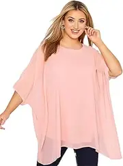 [Generic] Plus Size Loose Elegant Summer Cape Blouse Women 3/4 Sleeve Work Office Tunic Tops