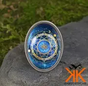 Sacred Geometry Ring - Esoteric Celestial Evil Eye Handmade Silver Jewelry - 796