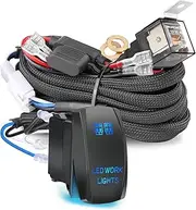 Nirider Wiring Harness 2 Lead, 12V 40A Rocker Switch Relay Fuse Nylon Wiring Harness Kit for LED Light Bars Fog Lights Work Lights Driving Lights Offroad LED Pods Wire Kit for Truck UTV ATV Boat