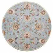 8 x 8 ft. Hand Tufted Wool Round Oriental Area Rug Light Blue