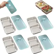 Stainless Steel Meal Prep Containers, Grab and Go Snack Containers Reusable, Condiment Container with Lids, Double Stainless Steel Food Storage for Snacks Dip Travel and Outdoor Camping (4pc)