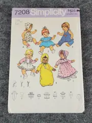 Simplicity Sewing Pattern #7208 DOLL WARDROBE CLOTHES Size: 17"-18" Uncut