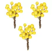 30 Pcs 12mm Artificial Berry Artificial Holly Berries with Wire Stems Yellow