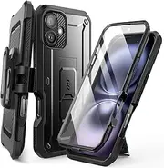 SUPCASE for iPhone 16 Case with Screen Protector (Unicorn Beetle Pro), [Built-in Stand & Belt-Clip] [Military-Grade Protection] Full Body Heavy Duty Case for iPhone 16 6.1'' 2024, Black