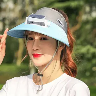 充電風扇帽太陽能多功能帶風扇的帽子夏季男女遮臉采茶防曬遮陽帽