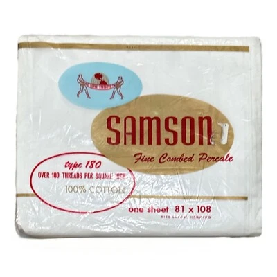 Vtg. Samson Fine Combed Percale 100% Cotton Flat Sheet WHITE Double Bed 81x108