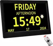 Digital Calendar Day Clock 10 Inch, 12 Electronic Calendar Day Date, Digital Clo