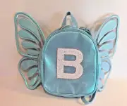 Justice Girl's Blue Butterfly Wing Initial Letter B Mini Backpack Purse NEW