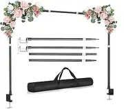 GLOSHOOTING Over The Table Rod Stand with Clamps, 53-97’’ Length, 32-75’’ Tall, Adjustable Balloon Flower Table Arch Stand, Suitable for Birthday, Wedding, Party, Christmas, Anniversary Decoration