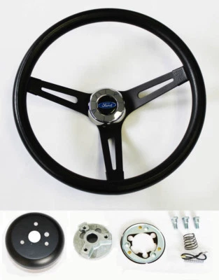 Maverick Torino Galaxie Thunderbird LTD Black on Black Steering Wheel 13 1/2"