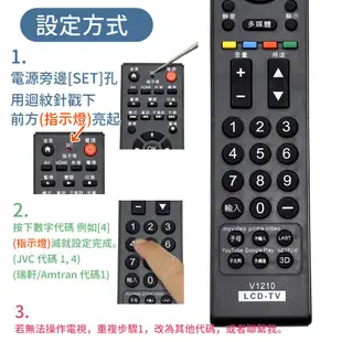 VIZIO 瑞軒液晶電視遙控器 V1210 支援3D 首頁 USB AmTran 液晶電視遙控器 裝電池即可用