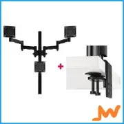 Atdec Triple Monitor Desk Mount/Heavy Duty F Clamp - Black