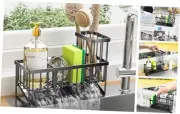 Kitchen Sink Caddy, Sponge Holder for Kitchen Sink, Kitchen Sink Black