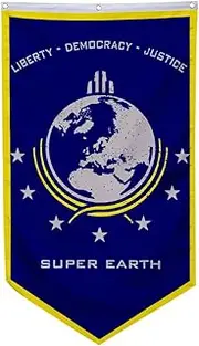 Aihccy Super Earth Banner Flag Liberty Democary Justice Banner Man Cave Bed Room Home Office Party Decor 30x50 Inch (Blue 2)