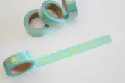 Gold foil whales on mint washi tape, Cute Washi Tape, Planner accessories1