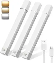 H HOME-MART Under Cabinet Lights,3 Color Closet Lights,30 LED Rechargeable Closet Lights Dimmable LED Motion Sensor Light Indoor,Under Cabinet Lighting or Stairs, Kitchen, Bedroom, Wardrobe