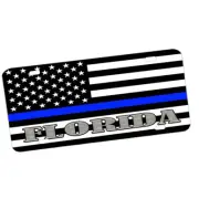 Thin Blue Line Flag Law Enforcement By States Aluminum License Plate