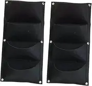 Sdlnklm 2Pcs Plant Grow Bags Flower Containers Wall Planters Hanging Flower Pouch for Porch, Black Vertical