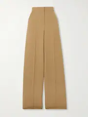 [Max Mara] Max Mara - Senna Pleated Wool-twill Wide-leg Pants - Light brown - UK 6 UK 6 Brown