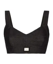logo-tag denim corset top IT40 blue