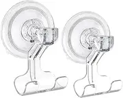ZXUY Shower Suction Hooks Heavy Duty Vacuum Suction Hanger,Removable and Reusable Wall Hangers for Bathroom Waterproof Powerful Vacuum Hooks (Clear 2Pcs)