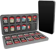 Khptop Playing Card Case for Nintendo Switch & OLED/NS/Lite with 24 Playing Card Slots and 24 Compartments Game Box Portable Storage Box for Game Switches (Black)