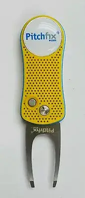Pitchfix Golf Divot Tool, Yellow/Blue, with Extra Ball Marker