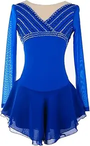 [Zagitova] Ice Figure Skating Dress for Girls Patchwork Back Women Competition Practise Dance Outfit with Shiny Rhinestone