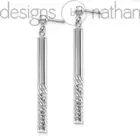 Designs by Nathan | 14k White Gold and Diamond-cut Bar Dangle Post Earrings