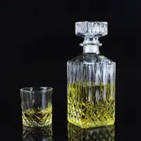 在飛比找蝦皮購物優惠-創意透明豪華無鉛方形玻璃酒瓶威士忌酒瓶酒精容器倒酒器酒吧酒瓶