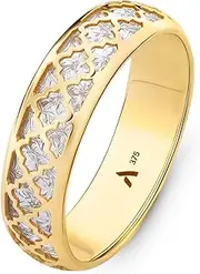[Amberta] Allure Women 9ct Gold Diamond Cut Band Ring
