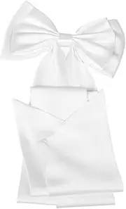 [Healeved] Elegant Detachable Satin Bow Train for Bridal Gown Removable Big Bow Waist Sash Belt White for Weddings Shows Special Occasions Soft Comfortable Material