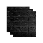 Black 3D Wall Sticker Tile Stone Brick Wallpaper Foam Panels Decor Self Adhesive