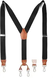 [PROPHET CLUE PC] Suspenders for Men Elastic Y Back 1.4 Inches Adjustable 4 to 3 Hooks for Wedding Dress Pants