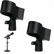 Ai-OUMLEEF Microphone Clip, 2 Pcs Mic Clip Holde, Adjustable Microphone Stand Clamp Universal Handheld Mic Clip Holder for Handheld Microphones(Black)