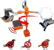 Dolemay Reflect-a-Bird Deterrent with Solar Voice Scarer,360° Wind Driven Flash Bird Repellent Rhombic Polygon Reflect Bird Deterrent Bird Spinning Reflectors Anti Bird Defender for Garden Yard-Silver