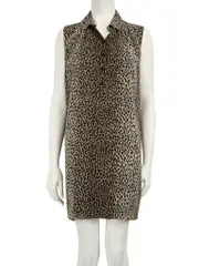 Brown Silk Leopard Sleeveless Dress