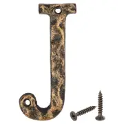 House Address Letter, 5.5 Inch Cast Iron Vintage Letter-J for Sign, Black & Gold