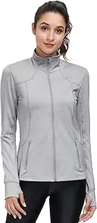 [Dolcevida] Women’s Lightweight Full Zip Workout Yoga Track Jackets Athletic Running Jacket Top with Thumb Holes