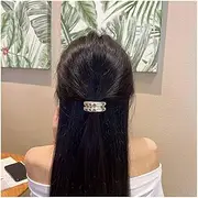 Allereyae Metal Hair Ties Band Metal Ponytails Hair Cuffs Silver Hair Clips Metal Elastic Hairties Elastic Ponytail Holders Hair Band Hair Ties Accessories Jewelry for Women(Silver1)