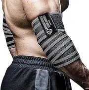 TAVIEW Elbow Wraps for Weightlifting (1 Pair), 47" Elastic Elbow Support & Compression Powerlifting, Fitness, Cross Training & Gym Workout, Elbow Straps Weight Lifting (47" elbow wraps (Gray&Black))