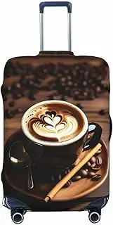 [CADREWY] Delicious Heart Coffee Print Travel Suitcase Cover Luggage Protector with Elastic Anti Scratch for Carry On, Black, Large