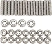 Grcfumo 18 Pcs Oil Pan Stud Bolts, Hardened Stainless Steel Screws Nuts Kit, Polished Oil Pan Stud Kit Bolts for SBC 283 327 350 400