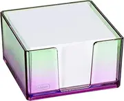 Idena 11364 - Note Box with 500 Sheets 80 g/m², Plastic Note Box in Purple/Green, Size Approx. 10.3 x 10.3 x 5.7 cm, Suitable for School and Office
